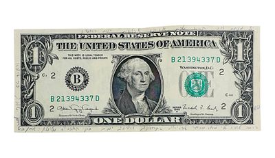 ברכה לאריכות ימיו ובריאות - שטר דולר מידי קדשו של הרבי מליובאוויטש - חודש אב תשנ"א. 
הרבי נתן 