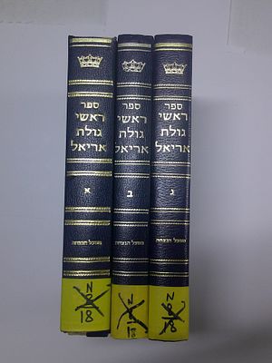 ראש גולת אריאל ג' כרכים
תיאור ותולדות גדולי ישראל... עד התקופה של השואה הנאצית הנוראה 
מאת שלמה 
