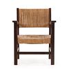 PAIR WOOD AND CORD FRENCH OPEN ARM CHAIRS C 1940. Pair wood and cord French open arm chairs C Image - 2