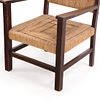 PAIR WOOD AND CORD FRENCH OPEN ARM CHAIRS C 1940. Pair wood and cord French open arm chairs C Image - 5