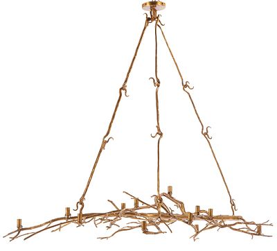 LARGE IRON MULTI LIGHT CHANDELIER BY PAUL FERRANTE. Large iron multi light branch form 