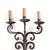 PAIR FRENCH IRON THREE ARM WALL SCONCES IN THE MANNER OF JEAN ROYERE C 1950. Pair French iron Image - 3