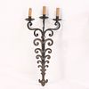 PAIR FRENCH IRON THREE ARM WALL SCONCES IN THE MANNER OF JEAN ROYERE C 1950. Pair French iron Image - 6
