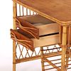 FRENCH RATTAN DESK HAVING TWO DRAWERS AND A WOOD TOP C 1950. French rattan desk having two Image - 4
