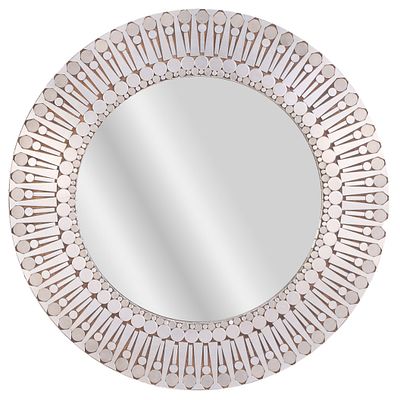 ROUND FRENCH MIRROR HAVING A FRAME COMPOSED OF GEOMETRIC ALUMINUM SHAPES C 1980. Round French 