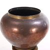 FRENCH COPPER PLANTER ON PEDESTAL C 1960. French copper planter on pedestal C 1960. Ht: 53.5" Image - 2