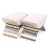 PAIR STAINLESS STEEL BENCHES WITH LOOSE CUSHION UPHOLSTERY IN THE MANNER OF KARL SPRINGER. Pair Image - 2