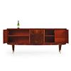RARE FRENCH ROSEWOOD SIDEBOARD WITH A PATCHWORK DESIGN HAVING A CENTRAL BAR COMPARTMENT C 1960. Image - 2