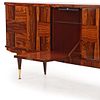 RARE FRENCH ROSEWOOD SIDEBOARD WITH A PATCHWORK DESIGN HAVING A CENTRAL BAR COMPARTMENT C 1960. Image - 5