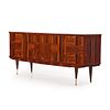 RARE FRENCH ROSEWOOD SIDEBOARD WITH A PATCHWORK DESIGN HAVING A CENTRAL BAR COMPARTMENT C 1960. Image - 6