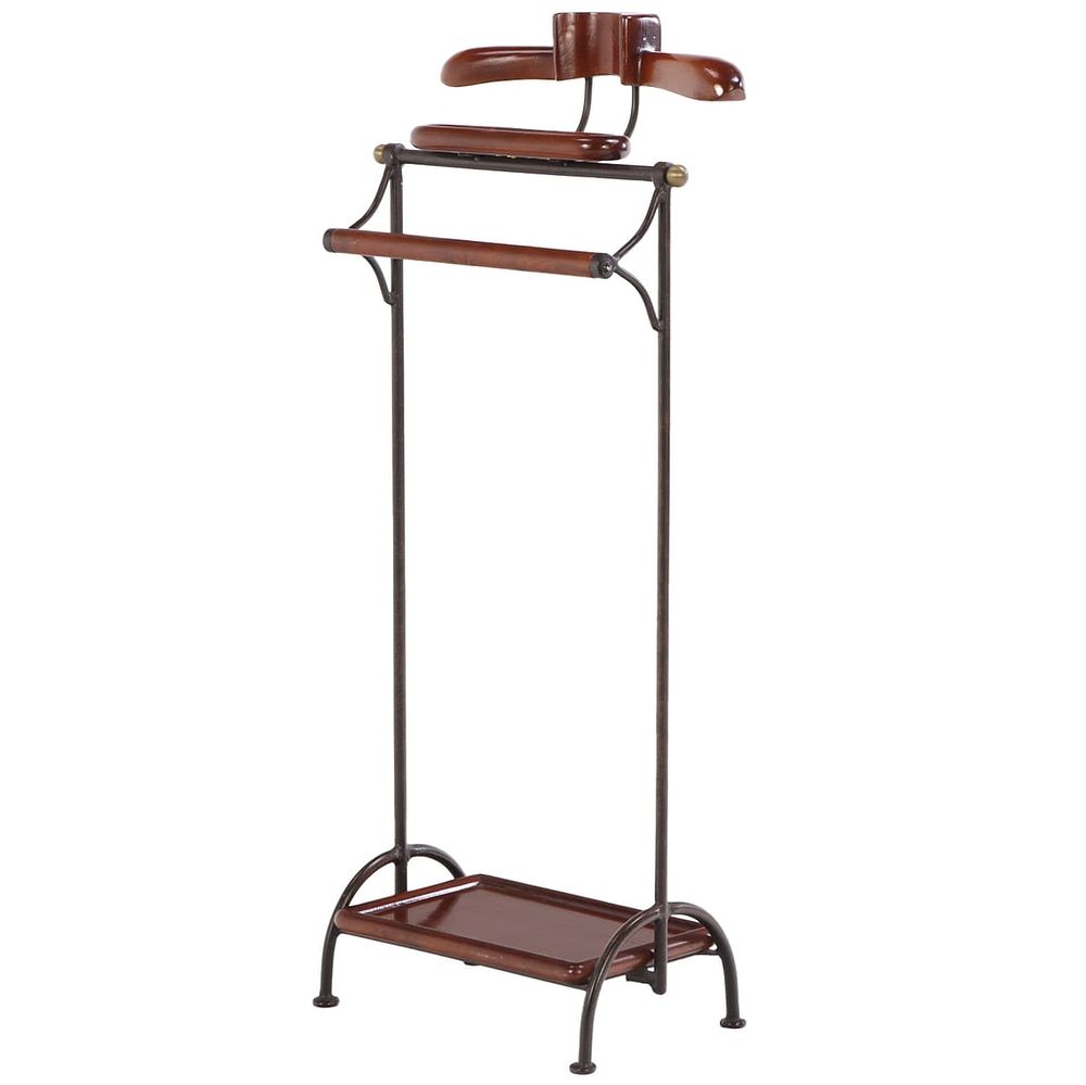FRENCH IRON, WOOD AND BRASS MENS VALET IN THE MANNER OF ADNET C 1965. French iron, wood and 