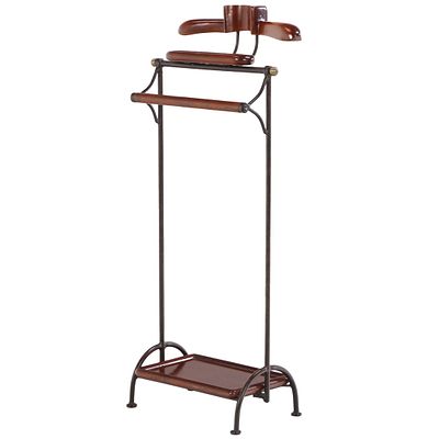 FRENCH IRON, WOOD AND BRASS MENS VALET IN THE MANNER OF ADNET C 1965. French iron, wood and 