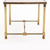 FRENCH BRASS AND MIRROR COFFEE TABLE WITH BALL FEET C 1960. French brass and mirror coffee Image - 3