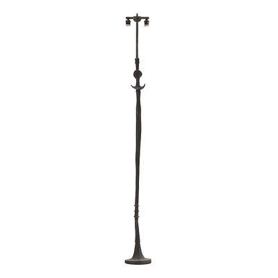FIGURAL BRONZE FLOOR LAMP WITH BUST AND VERDIGRIS PATINA IN THE MANNER OF GIACOMETTI. Figural 
