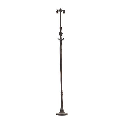 FIGURAL BRONZE FLOOR LAMP WITH BUST AND VERDIGRIS PATINA IN THE MANNER OF GIACOMETTI. Figural 