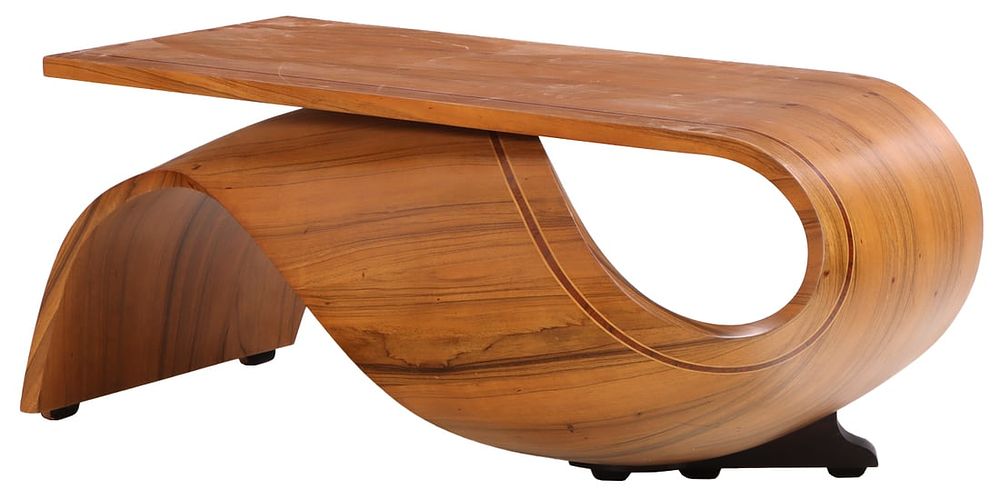INLAID BENTWOOD WAVE FORM COFFEE TABLE WITH INLAY. Inlaid bentwood wave form coffee table with 