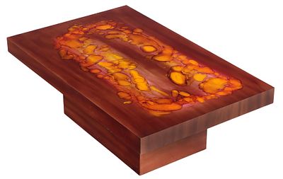 BELGIAN DECORATED COPPER COFFEE TABLE C 1980. SIGNED BY THE ARTIST. Belgian decorated copper 