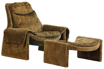 ITALIAN SUEDE "PROPOSALS" P60 LOUNGE CHAIR AND P62 OTTOMAN BY VITTORIO INTROINI FOR SAPORITI C 1965