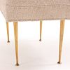 ITALIAN UPHOLSTERED BENCH RESTING ON BRASS LEGS C 1950 HAVING NEW FABRIC. Italian upholstered Image - 4