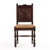 FOUR FRENCH OAK AND RUSH SIDECHAIRS WITH CIRCULAR MOTIFS IN THE MANNER OF CHARLES DUDOUYT C 1940. Image - 2