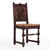 FOUR FRENCH OAK AND RUSH SIDECHAIRS WITH CIRCULAR MOTIFS IN THE MANNER OF CHARLES DUDOUYT C 1940. Image - 3