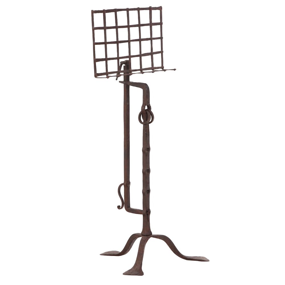 HEAVY FRENCH IRON BRUTALIST STYLE ADJUSTABLE SHEET MUSIC STAND C 1945. Heavy French iron 