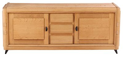 FRENCH OAK SIDEBOARD IN THE MANNER OF CHARLES DUDOUYT C 1940 HAVING TWO DOORS AND THREE DOORS. Fr 
