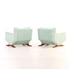 PAIR UPHOLSTERED ITALIAN LOUNGE CHAIRS ON WOOD BASE C 1960. Pair upholstered Italian lounge Image - 6