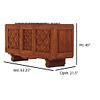 FRENCH THREE DOOR MAHOGANY SIDEBOARD WITH GEOMETRIC DESIGN, MARBLE TOP AND TWO INTERIOR. French Image - 1