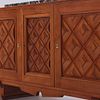 FRENCH THREE DOOR MAHOGANY SIDEBOARD WITH GEOMETRIC DESIGN, MARBLE TOP AND TWO INTERIOR. French Image - 4