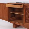 FRENCH THREE DOOR MAHOGANY SIDEBOARD WITH GEOMETRIC DESIGN, MARBLE TOP AND TWO INTERIOR. French Image - 6