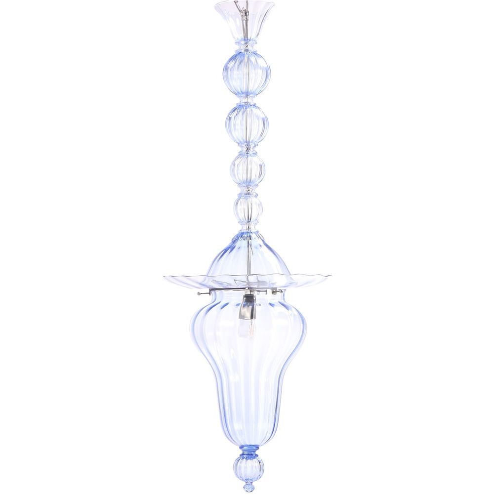 VENINI GLASS ITALIAN PENDANT LIGHT FIXTURE. Venini glass Italian pendant light fixture. Ht: 48" 