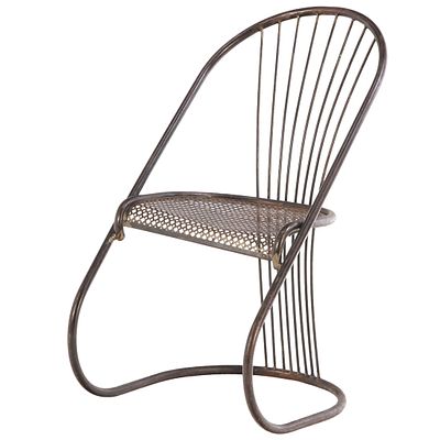 SHAPELY FRENCH IRON OCCASIONAL CHAIR C 1965. Shapely French iron occasional chair C 1965. Ht: 