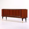 FRENCH ART DECO STYLE FOUR DOOR SIDEBOARD HAVING EXOTIC WOOD GRAIN AND A SYCAMORE INTERIOR C 1950. Image - 5