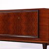 FRENCH ART DECO STYLE FOUR DOOR SIDEBOARD HAVING EXOTIC WOOD GRAIN AND A SYCAMORE INTERIOR C 1950. Image - 6
