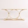 A PARCHMENT COVERED CONSOLE TABLE HAVING CIRCULAR DESIGN IN THE MANNER OF JEAN-MICHEL FRANK. A Image - 2