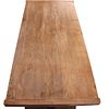 FRENCH OAK BRUTALIST STYLE TABLE HAVING A THICK TOP AND STRETCHER BASE C 1945. DISMANTLES. Frenc Image - 3