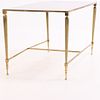 FRENCH BRASS AND SILVERED GLASS DIRECTOIRE STYLE COFFEE TABLE C 1950. French brass and silvered Image - 4