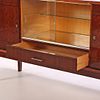 FRENCH BURL WOOD SIDEBOARD WITH CENTRAL BAR COMPARTMENT WITH SLIDING GLASS DOORS C 1950. French Image - 3