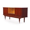 FRENCH BURL WOOD SIDEBOARD WITH CENTRAL BAR COMPARTMENT WITH SLIDING GLASS DOORS C 1950. French Image - 4
