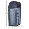PAIR OF IRON LANTERNS HAVING BLUE LEADED GLASS FRONT PANELS AND INTERESTING BUBBLE GLASS SIDE. Pa Image - 1