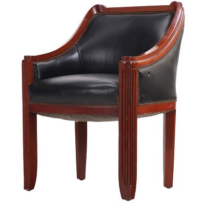 FRENCH ART DECO ARMCHAIR BY LOUIS MAJORELLE, 1925, IN MAHOGANY. THIS MODEL PRESENTED AT THE 1925. 