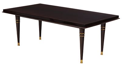FRENCH MACASSAR EBONY BRASS MOUNTED AND INLAID TABLE BY MAURICE RINCK HAVING TWO LEAVES C. French 
