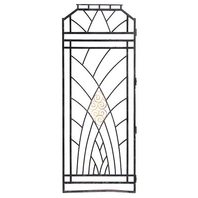 PAINTED AND GILT IRON ART DECO GATE. Painted and gilt iron Art Deco gate. Ht: 70.75" Wd: 28" 