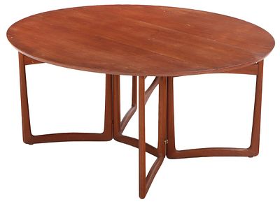 DANISH TEAK DROP LEAF TABLE BY PETER HVIDT FOR FRANCE AND SON C 1960. LABELED. Danish teak drop 