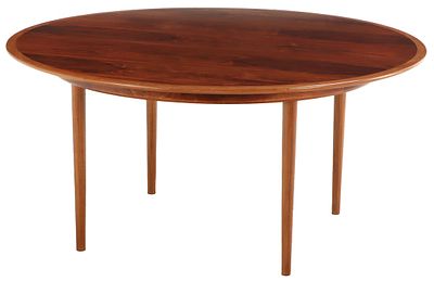 LARGE ROUND ROSEWOOD DANISH STYLE DINING TABLE C 1950. Large round rosewood Danish style dining 