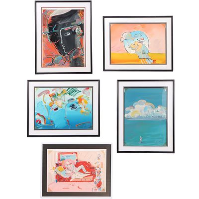 PETER MAX (AMERICAN B. 1937) "IMAGES OF AN ERA" 5 COLOR LITHOGRAPHS FROM THE SUITE, EACH BOARD. P 