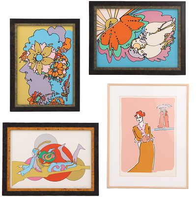 PETER MAX (AMERICAN B. 1937) FOUR FRAMED SERIGRAPHS, EACH SIGNED AND NUMBERED, C 1990. Peter Max 