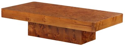 FRENCH OR ITALIAN BURL WOOD COFFEE TABLE C 1970. French or Italian burl wood coffee table C 