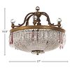 FRENCH BRASS AND CRYSTAL CHANDELIER HAVING UNUSUAL ROUND CRYSTAL BALL DECORATION C 1910. French Image - 1